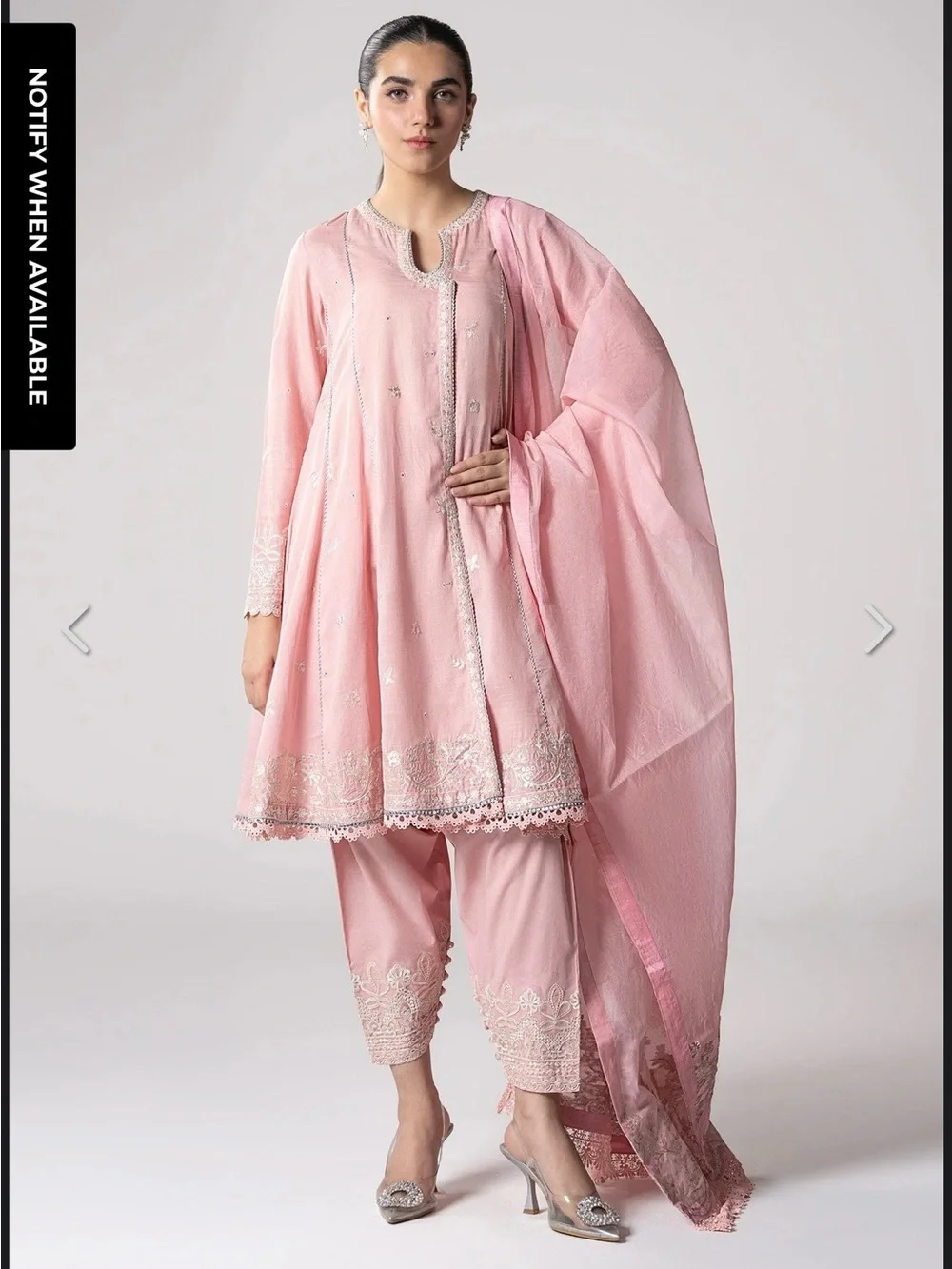 Elegant Pink Long Sleeve Embroidered Women's Dress Set
